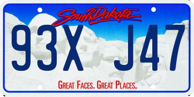 SD license plate 93XJ47