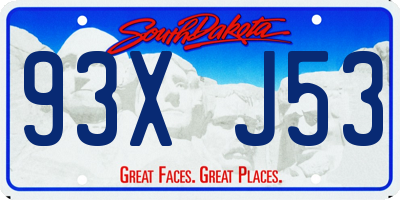 SD license plate 93XJ53