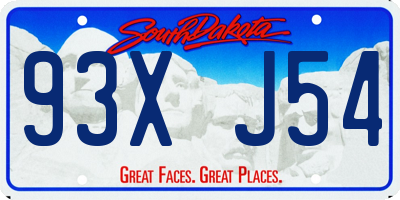 SD license plate 93XJ54