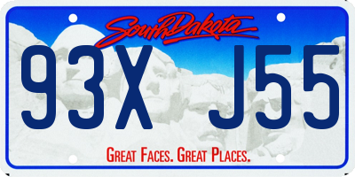 SD license plate 93XJ55