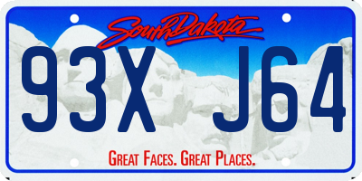 SD license plate 93XJ64