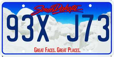 SD license plate 93XJ73