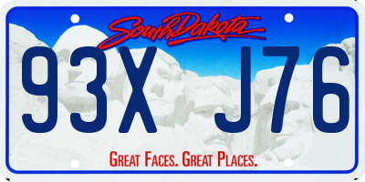 SD license plate 93XJ76