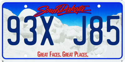 SD license plate 93XJ85