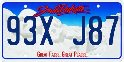 SD license plate 93XJ87