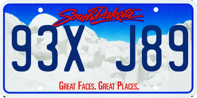 SD license plate 93XJ89