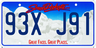 SD license plate 93XJ91