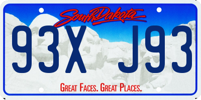 SD license plate 93XJ93
