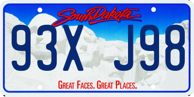 SD license plate 93XJ98