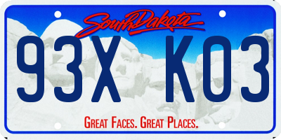 SD license plate 93XK03