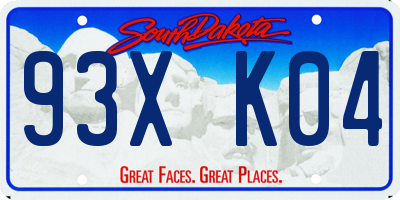 SD license plate 93XK04