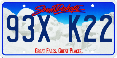 SD license plate 93XK22