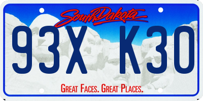 SD license plate 93XK30