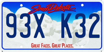 SD license plate 93XK32