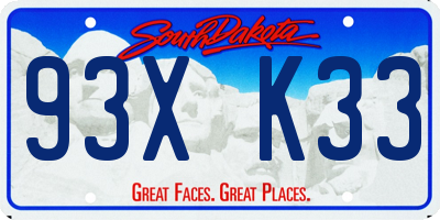 SD license plate 93XK33