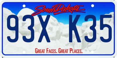 SD license plate 93XK35