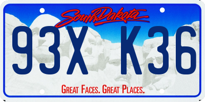 SD license plate 93XK36