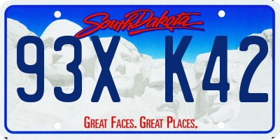 SD license plate 93XK42