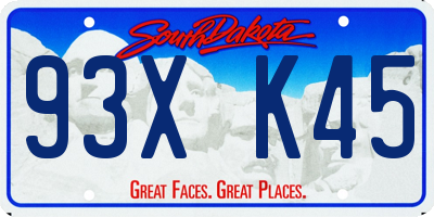 SD license plate 93XK45