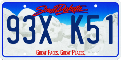 SD license plate 93XK51
