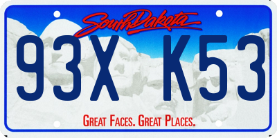 SD license plate 93XK53