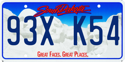 SD license plate 93XK54