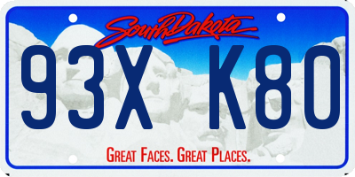 SD license plate 93XK80