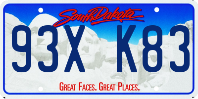SD license plate 93XK83