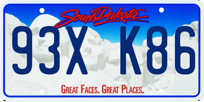 SD license plate 93XK86