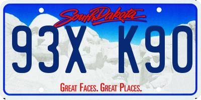 SD license plate 93XK90