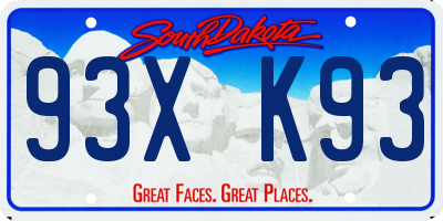 SD license plate 93XK93