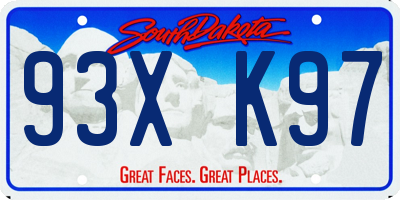 SD license plate 93XK97
