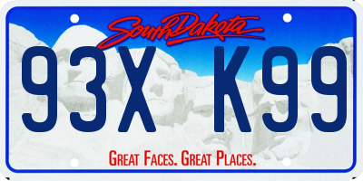 SD license plate 93XK99