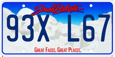 SD license plate 93XL67