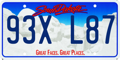 SD license plate 93XL87