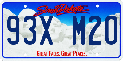SD license plate 93XM20