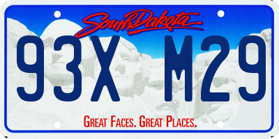 SD license plate 93XM29