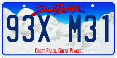 SD license plate 93XM31