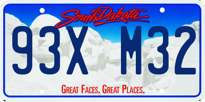 SD license plate 93XM32