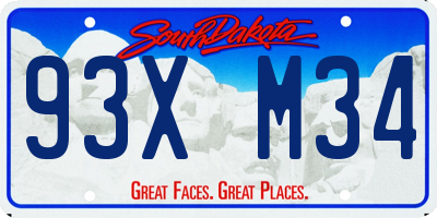 SD license plate 93XM34