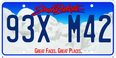 SD license plate 93XM42