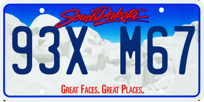 SD license plate 93XM67