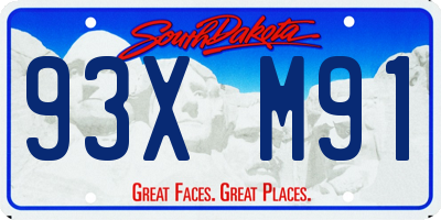 SD license plate 93XM91