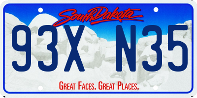 SD license plate 93XN35