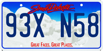 SD license plate 93XN58