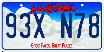 SD license plate 93XN78