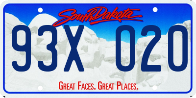 SD license plate 93XO20