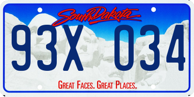 SD license plate 93XO34