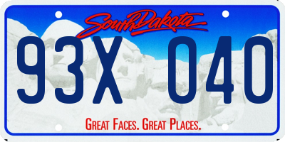 SD license plate 93XO40