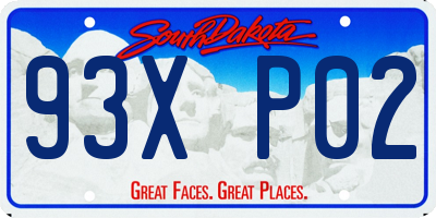 SD license plate 93XP02